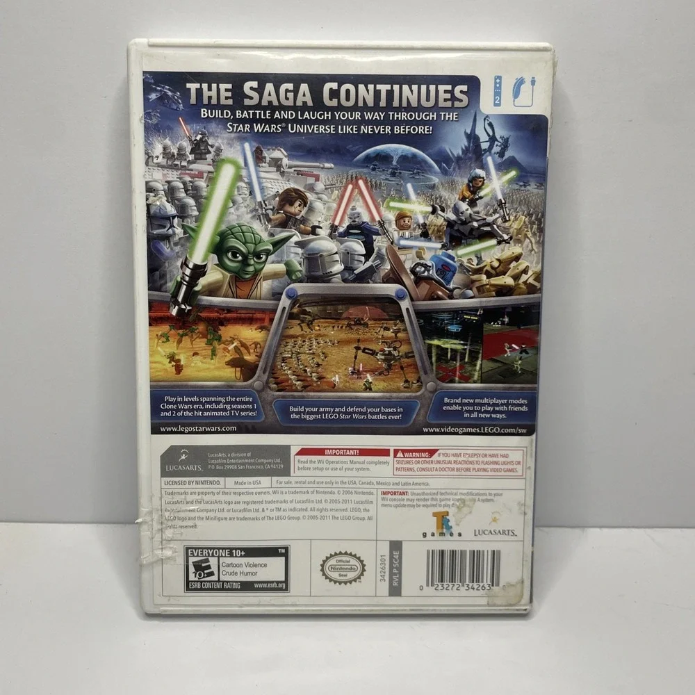 LEGO Star Wars III: The Clone Wars w/ Disc & Case Nintendo Wii E10+ NTSC-U/C